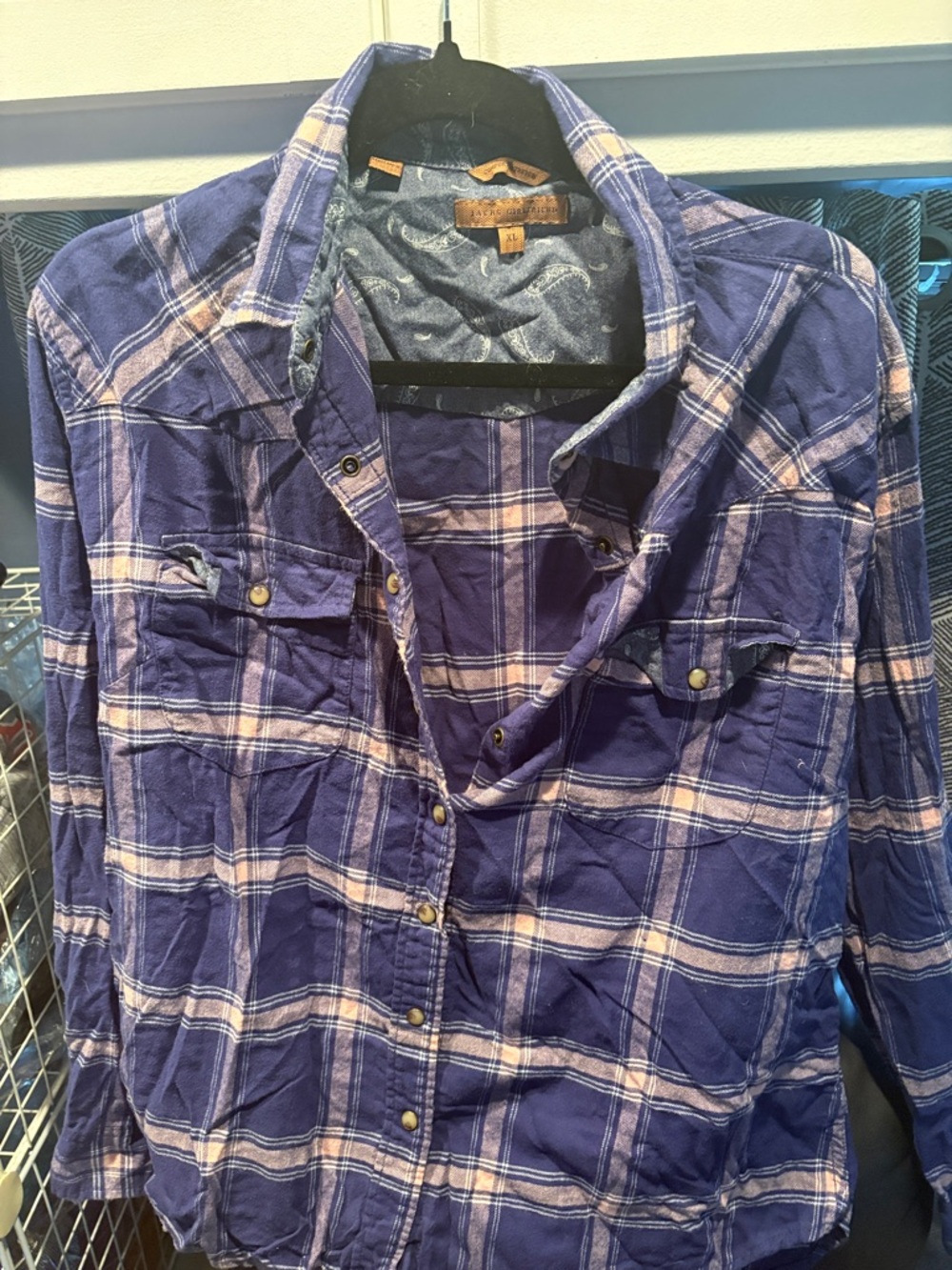 Lucky Brand Blue and White Plaid Button-Down Shirt